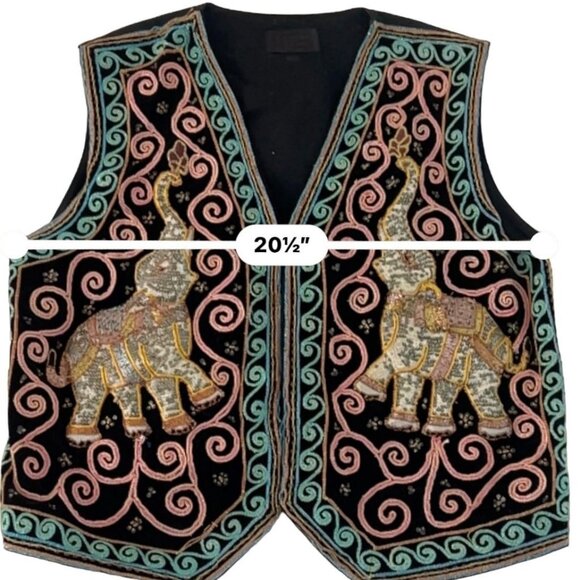 Vtg Rico International Vest Sequined Elephant Boho Womens M/L Festival Beaded - Picture 11 of 13